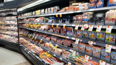 Toronto, ON, Canada - October 5,  2025: View of the meat department aisle and butcher shop in the Canadian store.