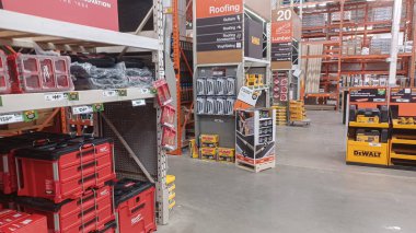 Toronto, ON, Canada - October 5, 2025: View of shelves and racks at Home Depot home improvement store in Canada