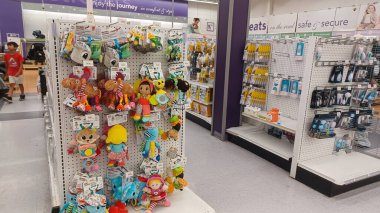 Toronto, ON, Canada - October 5 27, 2025: View the shelves with the toys in the Toys R Us store in Canada