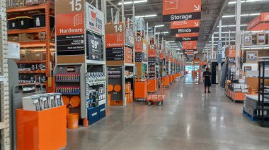 Toronto, ON, Canada - October 5, 2025: View of shelves and racks at Home Depot home improvement store in Canada
