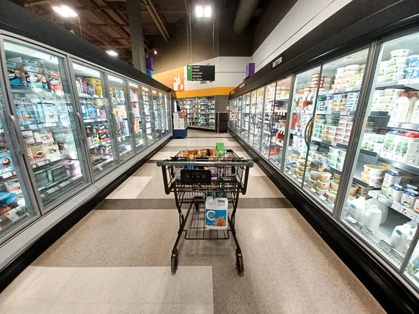 Toronto, ON, Canada - October 5, 2025: View of the grocery department aisle in the Canadian store.