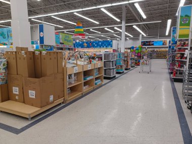 Toronto, ON, Canada - October 5 27, 2025: View the shelves with the toys in the Toys R Us store in Canada