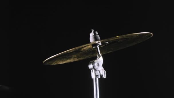 Studio Drumkit Stick Raakt Bekken Crash Cymbale Crash Enkele Treffer — Stockvideo