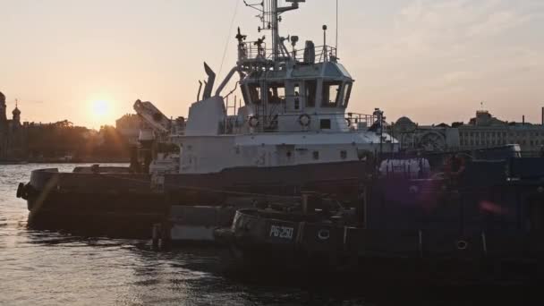 San Petersburgo Rusia Río Neva Pasando Por Ciudad Tierra Marina — Vídeo de stock