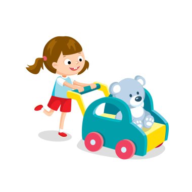 sevimli kız oyuncaklar ile oynama