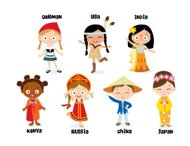 kids in national costumes