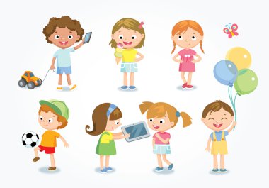 cute kids in a simple style clipart