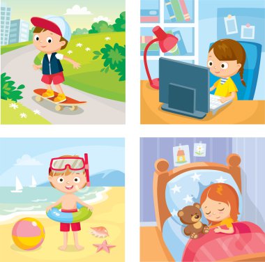 Çocuk yaz çizim ile