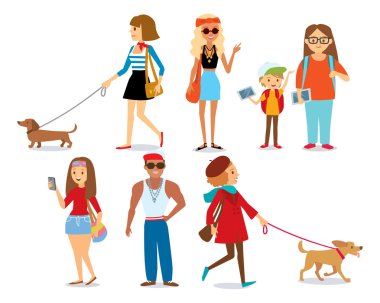 insanlar köpekler çizim ile