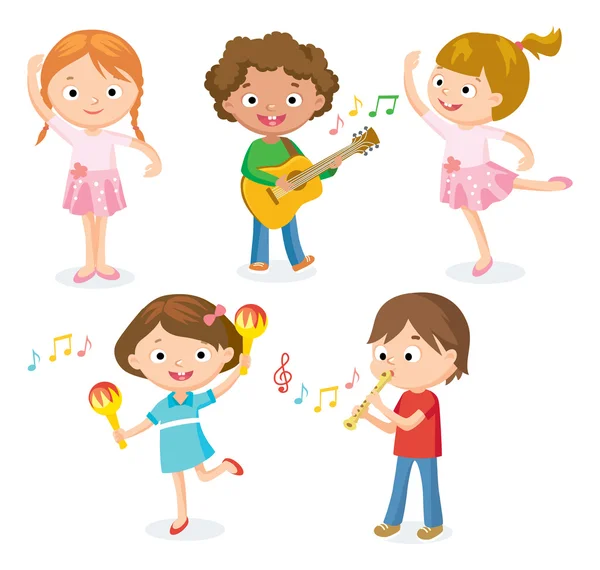 Reative dancing kids — Stock Vector