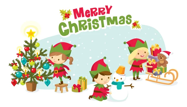 Noel Baba'nın elfler seti — Stok Vektör
