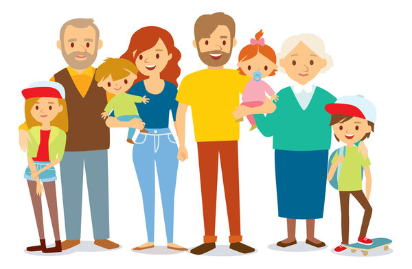 Ritratto di famiglia in stile semplice — Vettoriale Stock