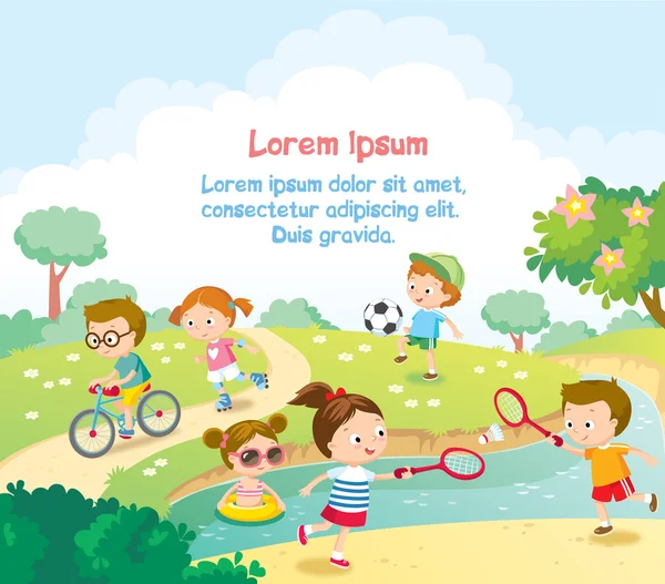 Kinder spielen draußen — Stockvektor