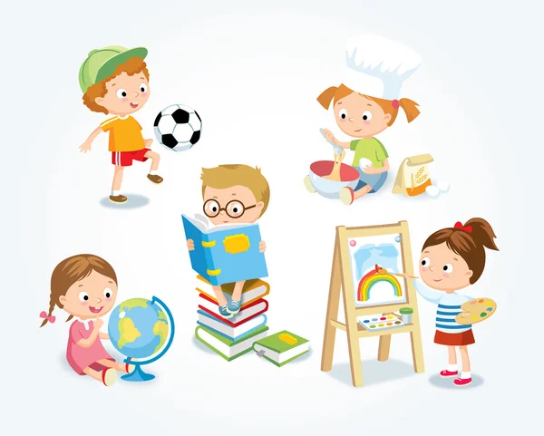 Kid's hobby's illustratie — Stockvector