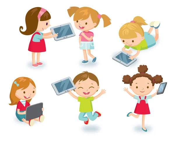 Enfants avec illustration gadgets — Image vectorielle