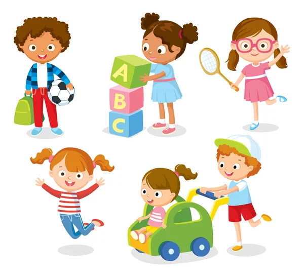 Cute kids in simple style — Stock Vector