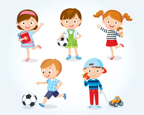 Lindos niños en estilo simple — Vector de stock