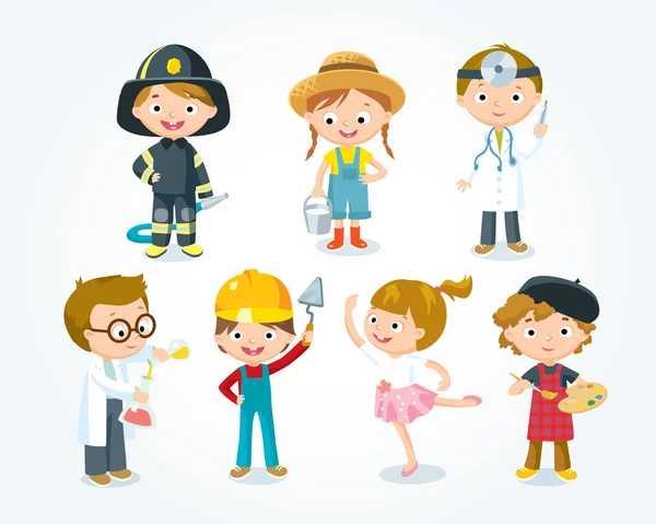 Professions for kids illustration — Stock Vector