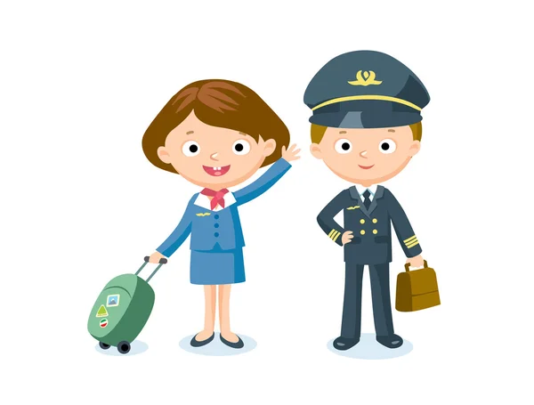 Stewardessa ad pilotażowych dla dzieci — Wektor stockowy