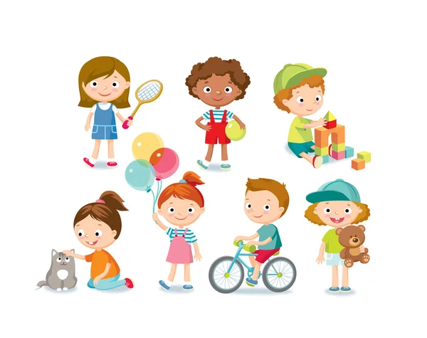 Simple kids on white — Stock Vector