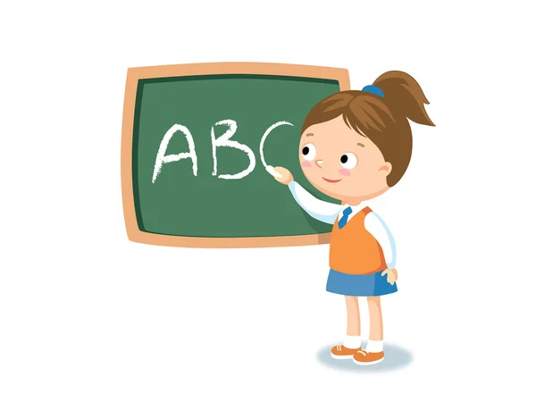 Meisje door blackboard illustratie — Stockvector