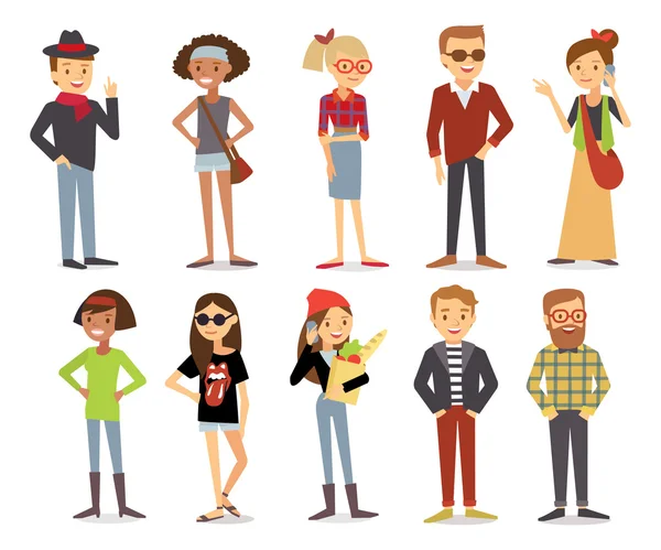 Conjunto de personas - Ilustración plana — Vector de stock