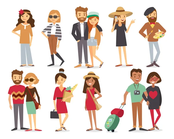 Estilo personas y parejas — Vector de stock