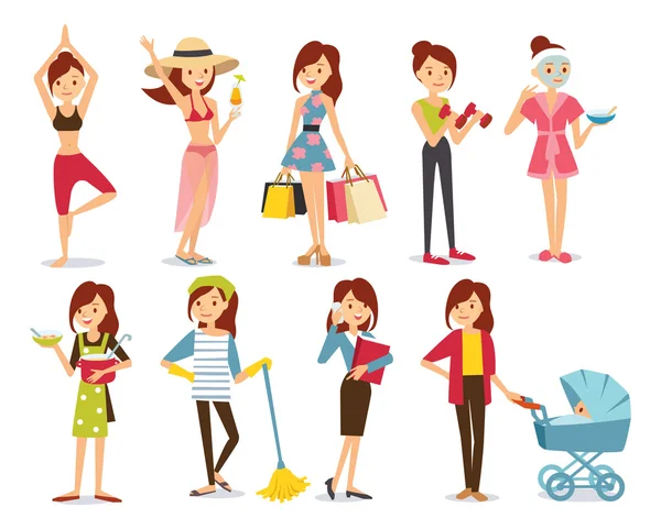 Set of women - Flat illustration — Stock Vector