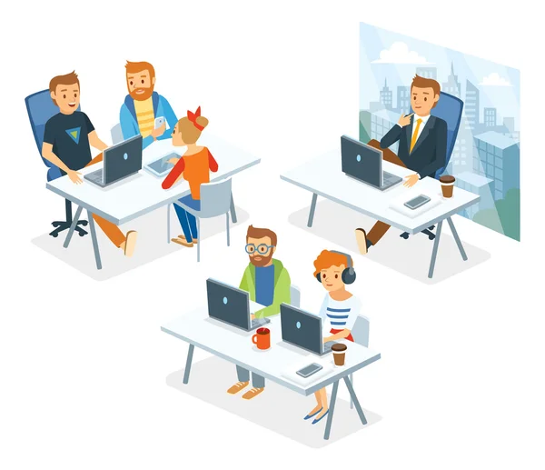 Personas en la oficina de coworking — Vector de stock