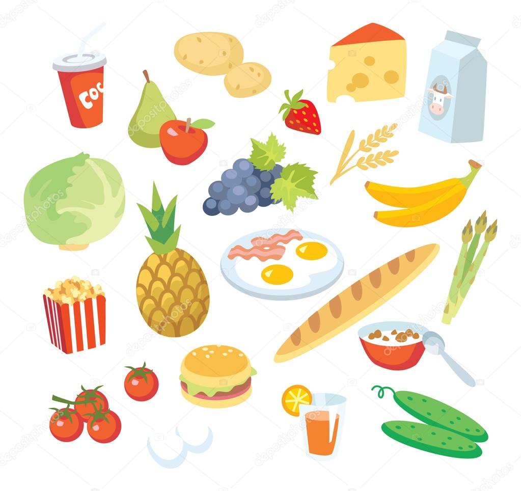 Healthy food illustration Stock Vector by ©olga1818 110337616, image size:1023x964