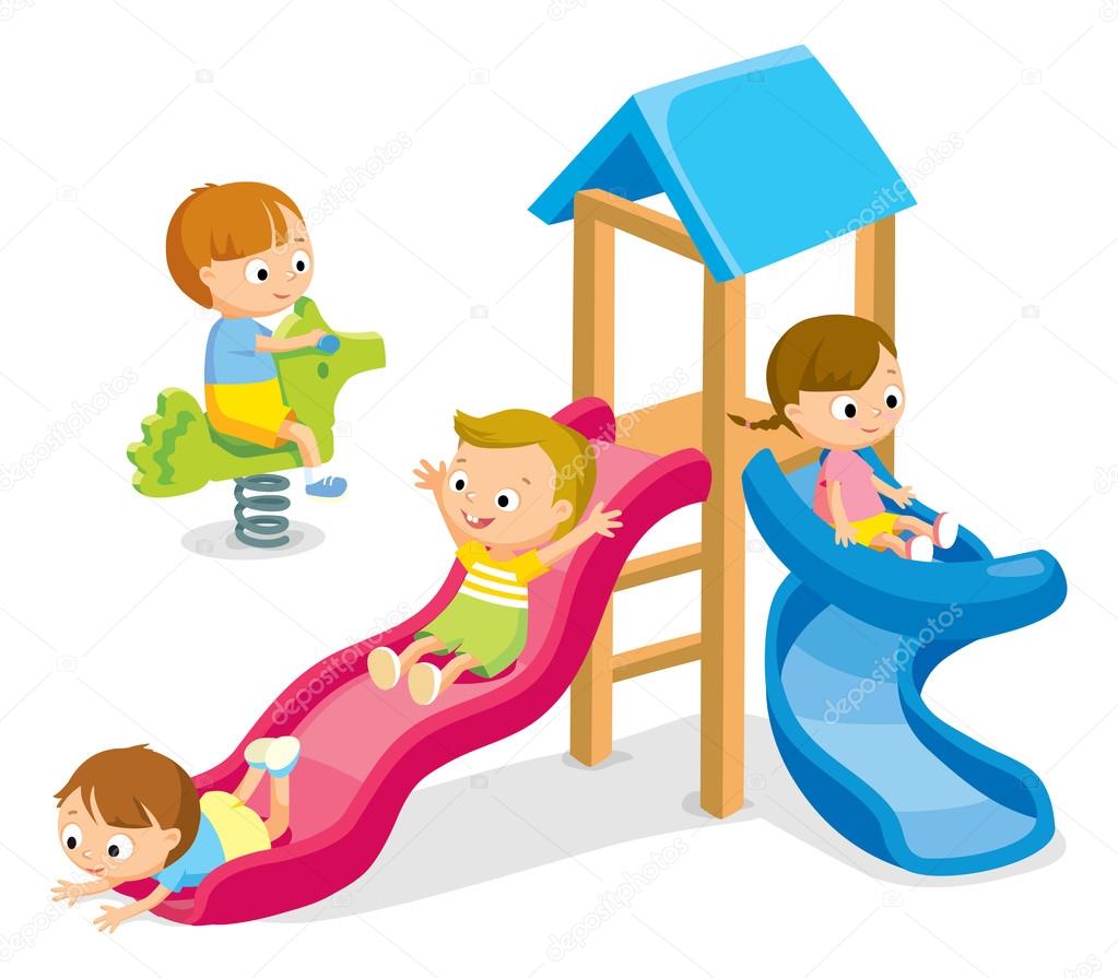 Outdoors and Recreation Clipart-child sliding down palyground slide clipart