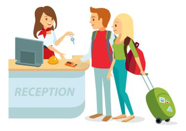 turist otel resepsiyonunda