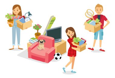 people with stuff moving clipart