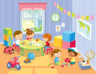 Large group of happy kids clipart