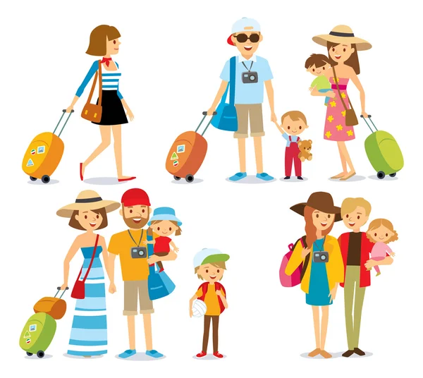 Família viajante de férias — Vetor de Stock
