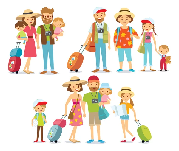 Viajar en familia de vacaciones — Vector de stock