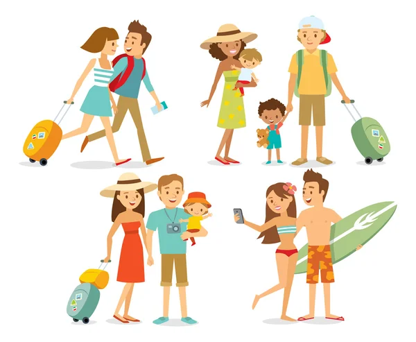 Familie op vakantie illustratie — Stockvector