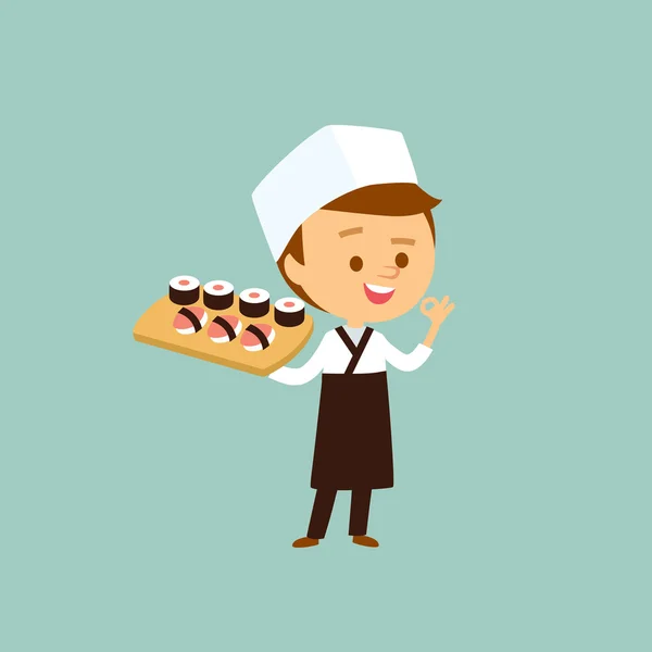 Sushi chef illustration — Stock Vector