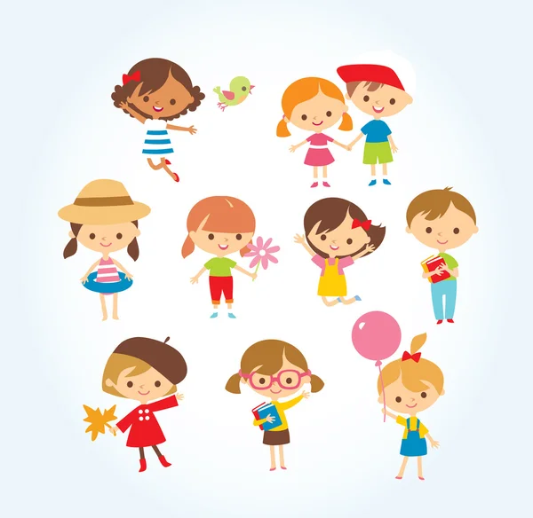 Set of cute kids — Stock Vector