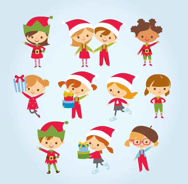 Crianças bonitos no estilo de Natal — Vetor de Stock