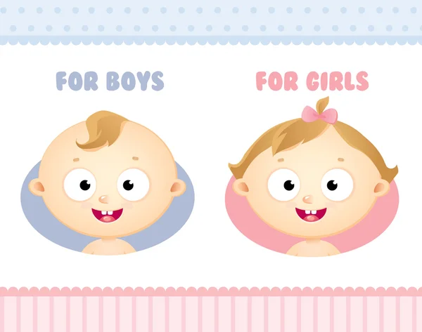 Baby jongen en meisje — Stockvector