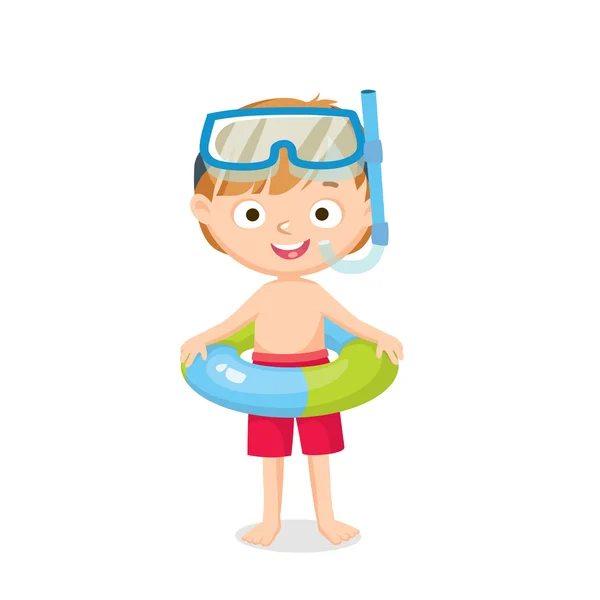 Niño pequeño con máscara de buceo — Vector de stock