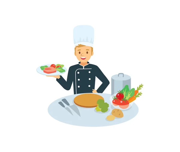 Chef con los electrodomésticos de cocina — Vector de stock