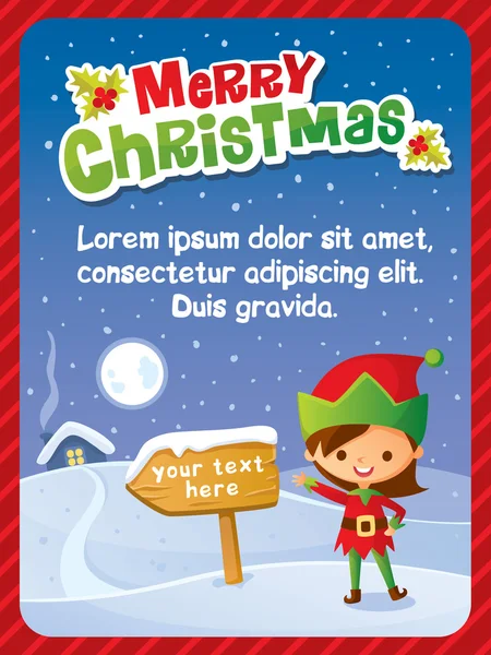 Elf ile Christmas illüstrasyon — Stok Vektör