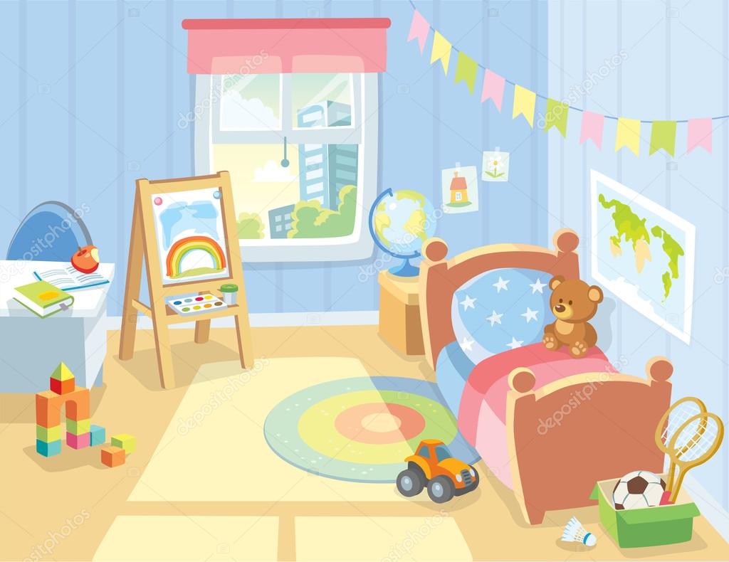 Kinder slaapkamer interieur met gezellige — Stockvector © olga1818 ... Kinder slaapkamer interieur met gezellige — Stockvector © olga1818 ...