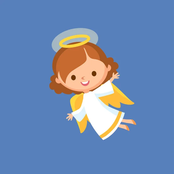 Pequeño Ángel Navidad Volando Cielo Personaje Cuento Hadas — Vector de stock