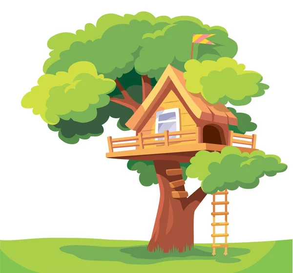 Vector Tree House Tree House Tree Fort Treeshed Summer Camp — 스톡 벡터