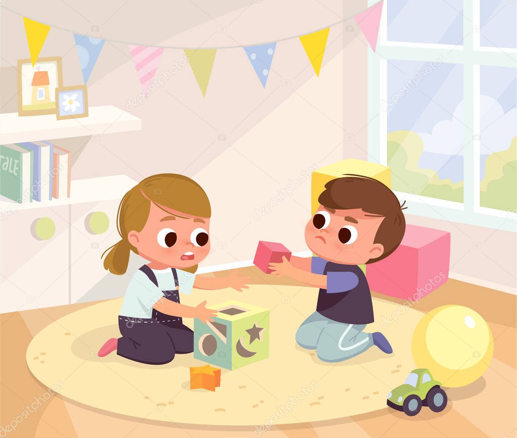 Vettoriale stockIllustrazione Vettoriale Bambini Ragazzi Ragazzo Ragazza Che  Combattono Disputa Litigare di ©olga1818 #438416660, image size:1024x868