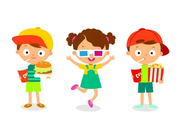 Vektor Set Grupp Små Små Barn Barn Vänner Kompisar Stående — Stock vektor