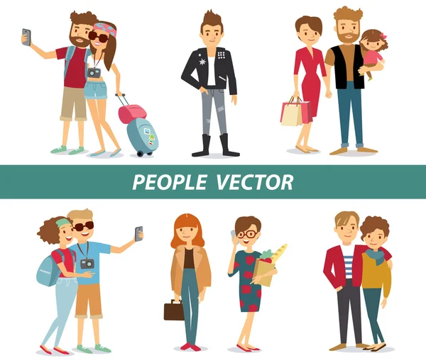 Style people and couples — Stock Vector